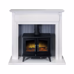 Adam Florence Stove Suite Pure White + Woodhouse Electric Stove Black, 48"