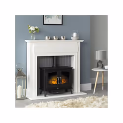 Adam Florence Stove Suite Pure White + Woodhouse Electric Stove Black, 48"