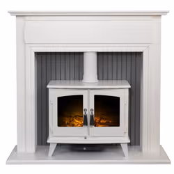 Adam Florence Stove Suite in Pure White with Woodhouse Electric Stove