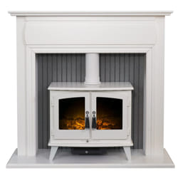 Adam Florence Stove Suite in Pure White with Woodhouse Electric Stove