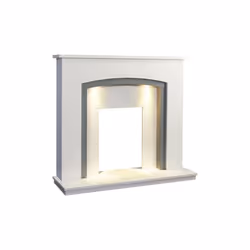 Adam Tuscany Fireplace in Pure White & Grey