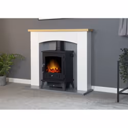 Adam Huxley in Pure White & Grey with Aviemore Electric Stove in Black, 39 Inch
