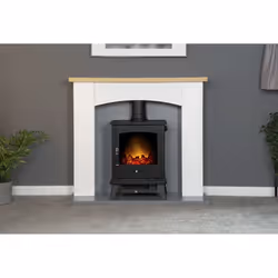 Adam Huxley in Pure White & Grey with Aviemore Electric Stove in Black, 39 Inch