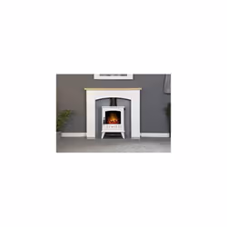 Adam Huxley in Pure White & Grey with Aviemore Electric Stove in White Enamel, 39 Inch