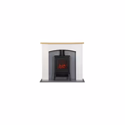 Adam Huxley in Pure White & Grey with Ripon Electric Stove in Black, 39 Inch