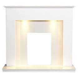 Adam Alora White Marble Fireplace with Downlights, 48 Inch