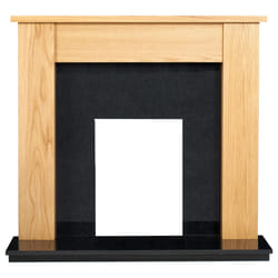 Adam Buxton Fireplace in Oak & Black Granite Stone, 48 Inch