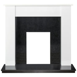 Adam Buxton Fireplace in Pure White & Black Granite Stone, 48 Inch
