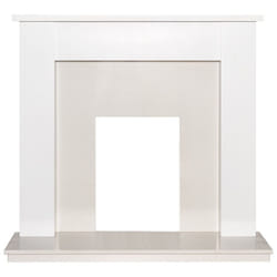 Adam Buxton Fireplace in Pure White & White Marble, 48 Inch