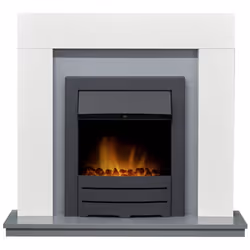 Adam Dakota Fireplace in Pure White & Grey with Colorado Electric Fire in Black, 39 Inch