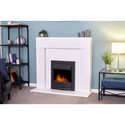 Adam Miami Fireplace in Pure White with Colorado Electric Fire in Black, 48 Inch
