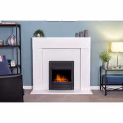 Adam Miami Fireplace in Pure White with Colorado Electric Fire in Black, 48 Inch