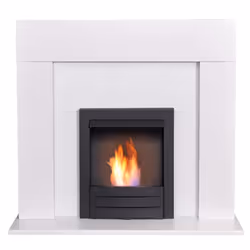 Adam Miami Fireplace in Pure White with Colorado Bio Ethanol Fire in Black, 48 Inch