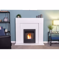 Adam Miami Fireplace in Pure White with Colorado Bio Ethanol Fire in Black, 48 Inch