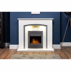 Adam Tuscany Fireplace in Pure White & Grey with Eclipse Electric Fire in Black, 48 Inch