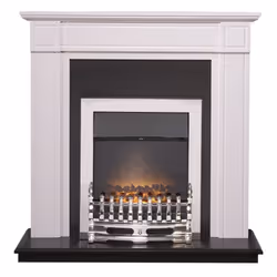 Adam Georgian Fireplace in Pure White/Black with Blenheim Electric Fire in Chrome, 39 Inch