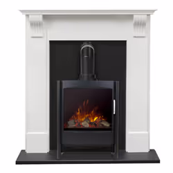 Adam Harrogate Surround in Pure White with Keston Electric Stove, 39 I