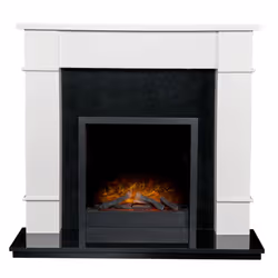Adam Linton Fireplace in Pure White & Granite Stone with Downlights &