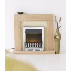 Adam Malmo Fireplace in Oak & Cream with Blenheim Electric Fire in Chrome, 39 Inch