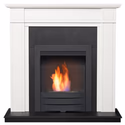Adam Georgian Fireplace in Pure White & Black with Colorado Bio Ethanol Fire in Black, 39 Inch