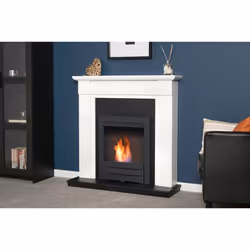Adam Georgian Fireplace in Pure White & Black with Colorado Bio Ethanol Fire in Black, 39 Inch