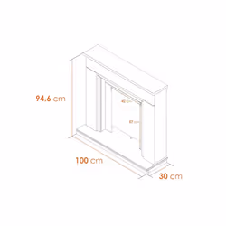 Adam Milan Fireplace in Pure White & Grey, 39 Inch