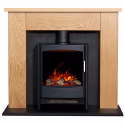 Adam Chester Stove Fireplace in Oak & Black with Sureflame Keston Elec