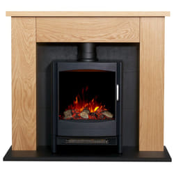 Adam Chester Stove Fireplace in Oak & Black with Sureflame Keston Elec