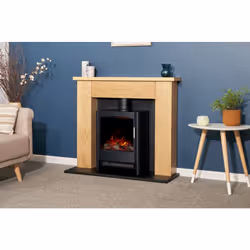 Adam Chester Stove Fireplace in Oak & Black with Sureflame Keston Elec
