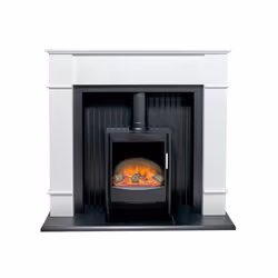 Adam Oxford Stove Suite Pure White + Keston Electric Stove Black, 48"
