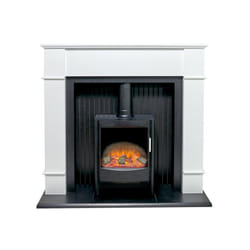 Adam Oxford Stove Suite Pure White + Keston Electric Stove Black, 48"