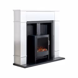 Adam Oxford Stove Suite Pure White + Keston Electric Stove Black, 48"