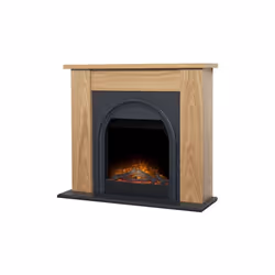 Adam Burlington Electric Fireplace Suite in Oak & Charcoal Grey, 44 Inch