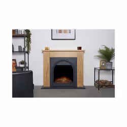 Adam Burlington Electric Fireplace Suite in Oak & Charcoal Grey, 44 Inch