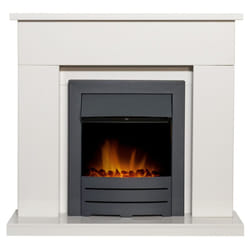 Adam Lomond White Marble Fireplace with Colorado Electric Fire in Blac