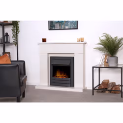 Adam Lomond White Marble Fireplace with Colorado Electric Fire in Blac