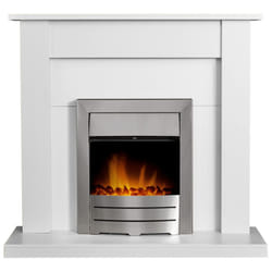 Adam Sutton Fireplace in Pure White with Colorado Electric Fire in Bru