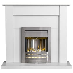 Adam Sutton in White with Helios Electric Fire in Brushed, 43 Inch