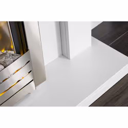 Adam Sutton in White with Helios Electric Fire in Brushed, 43 Inch
