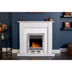 Adam Sutton in White with Blenheim Electric Fire In Chrome, 43 Inch