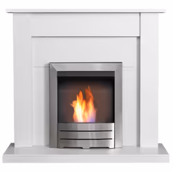 Adam Sutton Fireplace in Pure White with Colorado Bio Ethanol Fire in