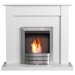 Adam Sutton Fireplace in Pure White with Colorado Bio Ethanol Fire in