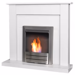 Adam Sutton Fireplace in Pure White with Colorado Bio Ethanol Fire in