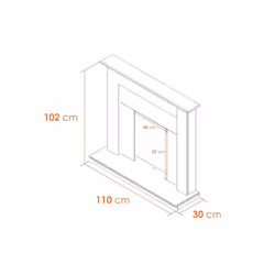 Adam Sutton Fireplace in Pure White & Black, 43 Inch
