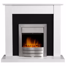 Adam Sutton Fireplace in Pure White & Black with Colorado Electric Fir