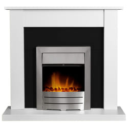 Adam Sutton Fireplace in Pure White & Black with Colorado Electric Fir