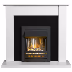 Adam Sutton Fireplace in Pure White & Black with Helios Electric Fire