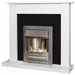 Adam Sutton Fireplace in Pure White & Black with Helios Electric Fire
