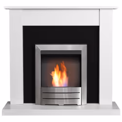 Adam Sutton Fireplace in Pure White & Black with Colorado Bio Ethanol