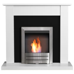 Adam Sutton Fireplace in Pure White & Black with Colorado Bio Ethanol